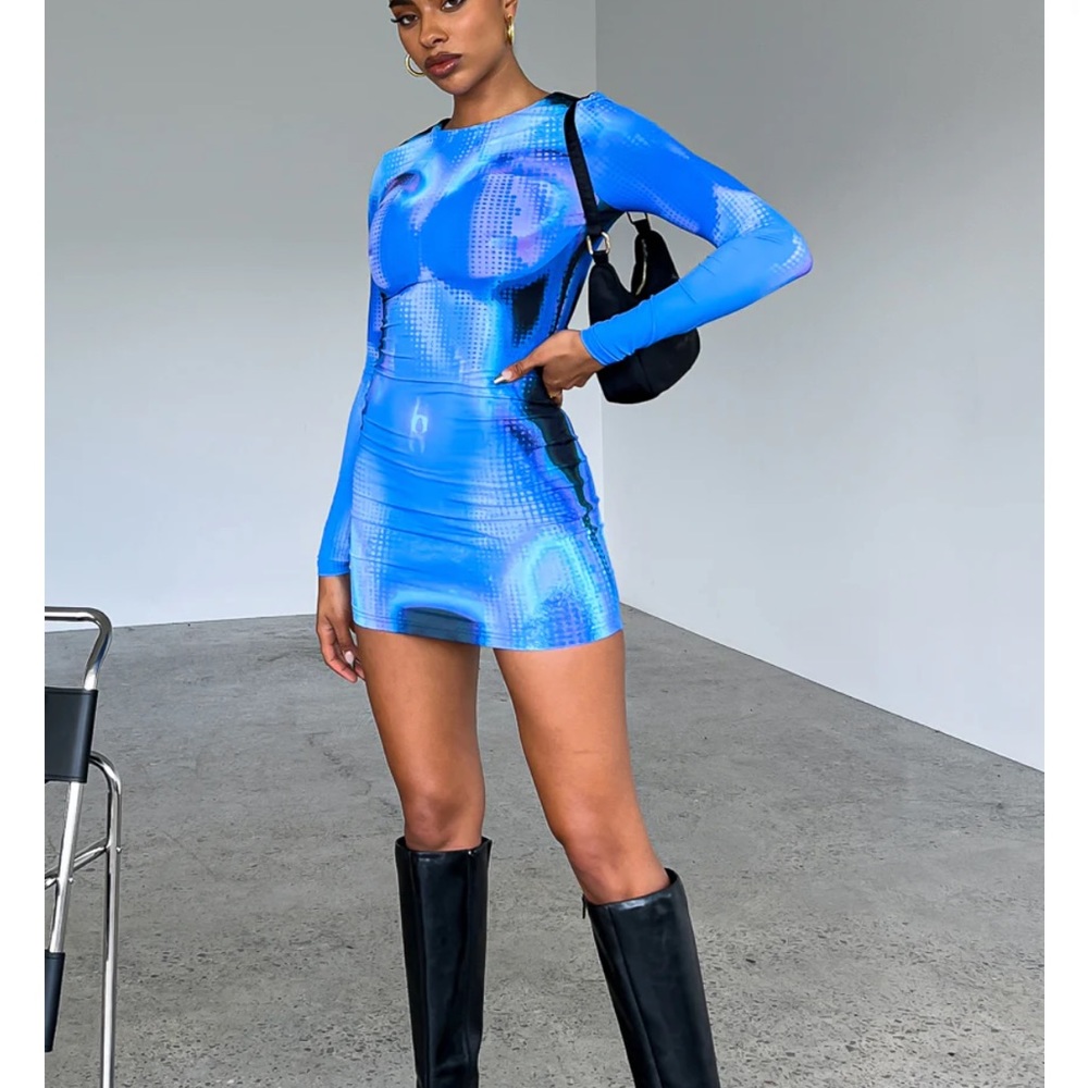 White Fox Boutique Soulmate Long Sleeve Mini Dress Milky Way